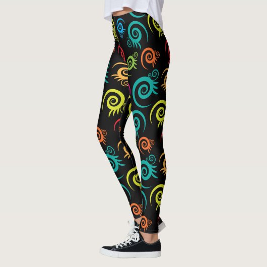 Levendige Floral Fusion Leggings ontwerp (Links)