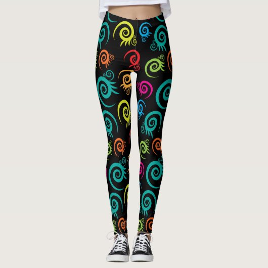 Levendige Floral Fusion Leggings ontwerp (Voorkant)
