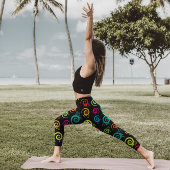 Levendige Floral Fusion Leggings ontwerp