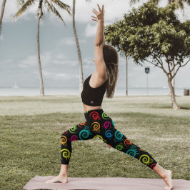 Levendige Floral Fusion Leggings ontwerp