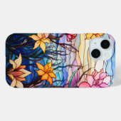 Levendige Floral Glas in lood Art voor Vrouwen Case-Mate iPhone Case (Achterkant (horizontaal))