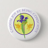 Levendige Floral Harmony Art Print Kies vreugde Ronde Button 5,7 Cm (Voorkant)