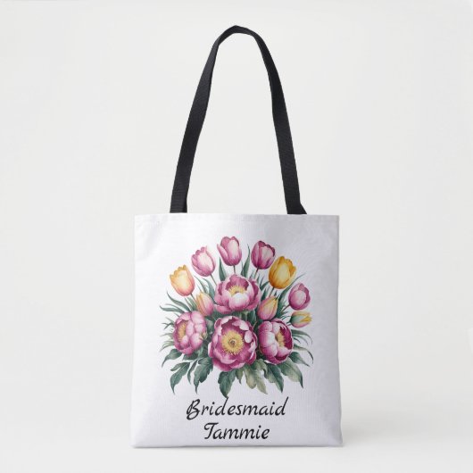 Levendige Floral Harmony Bruidsmeisje gunst Tote Bag (Voorkant)