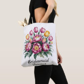 Levendige Floral Harmony Bruidsmeisje gunst Tote Bag (Dichtbij)