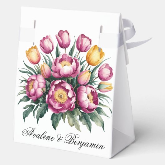 Levendige Floral Harmony bruiloft Bedankdoosjes (Achterkant)