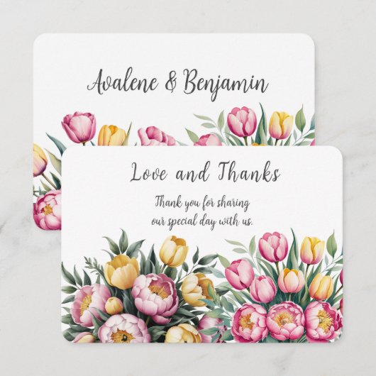 Levendige Floral Harmony bruiloft Bedankkaart (Voorkant / Achterkant)