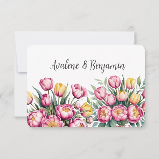 Levendige Floral Harmony bruiloft Bedankkaart (Achterkant)