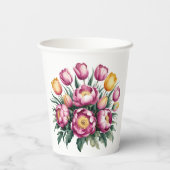Levendige Floral Harmony bruiloft Papieren Bekers (Achterkant)