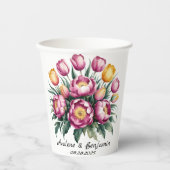 Levendige Floral Harmony bruiloft Papieren Bekers (Voorkant)