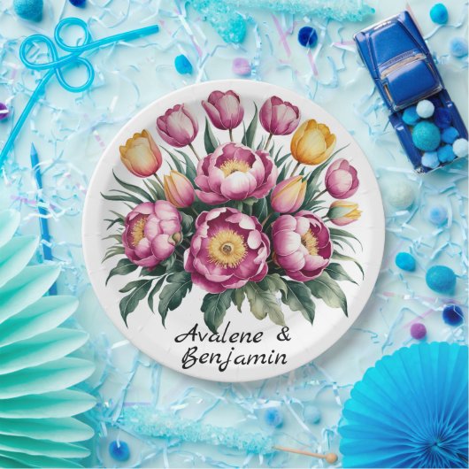 Levendige Floral Harmony bruiloft Papieren Bordje (Feest)