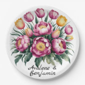 Levendige Floral Harmony bruiloft Papieren Bordje (Voorkant)