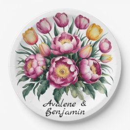 Levendige Floral Harmony bruiloft Papieren Bordje