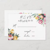 Levendige Floral Harmony bruiloft RSVP Kaartje (Voorkant / Achterkant)
