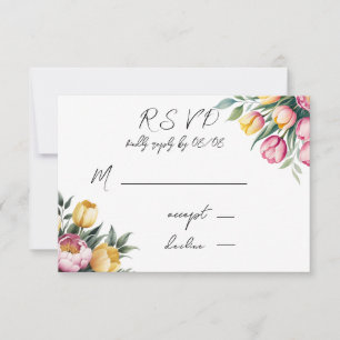 Levendige Floral Harmony bruiloft RSVP Kaartje