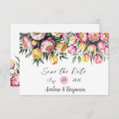 Levendige Floral Harmony bruiloft Save The Date (Voorkant / Achterkant)