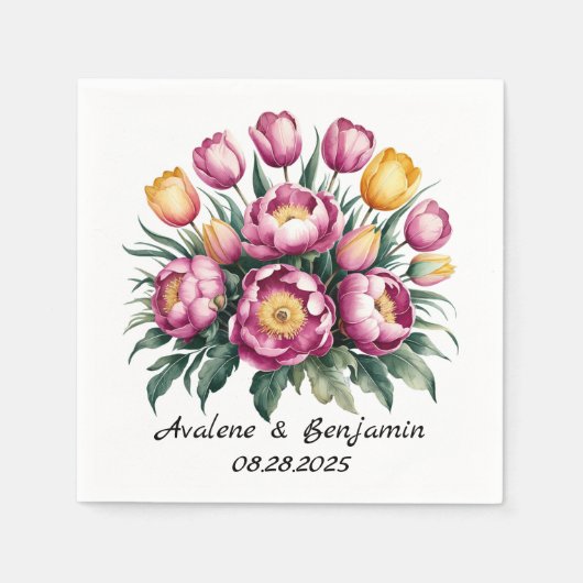 Levendige Floral Harmony bruiloft Servet (Voorkant)