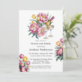 Levendige Floral Harmony Brunch & Bubbly Kaart (Staand voorkant)