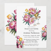 Levendige Floral Harmony Brunch & Bubbly Kaart (Voorkant / Achterkant)