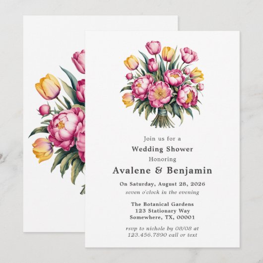 Levendige Floral Harmony Trouwdouche Kaart (Voorkant / Achterkant)