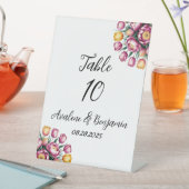 Levendige Floral Harmony Trouwtafel Nummer Reclamebord Met Voetstuk (Insitu)