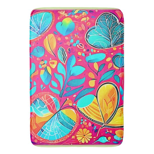 Levendige Floral Heart Art Badmat (Voorkant Verticaal)