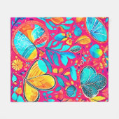 Levendige Floral Heart Art Fleece Deken (Voorkant (Horizontaal))