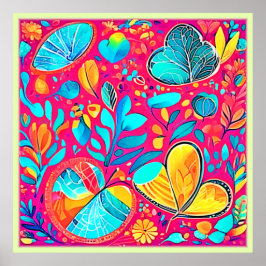 Levendige Floral Heart Art Poster