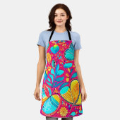 Levendige Floral Heart Art Schort (Gedragen)