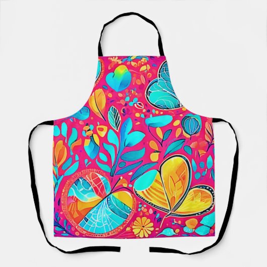 Levendige Floral Heart Art Schort (Voorkant)