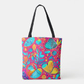 Levendige Floral Heart Art Tote Bag (Achterkant)