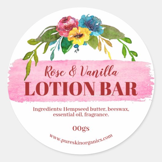 Levendige Floral Lotion Bar Labels (Voorkant)