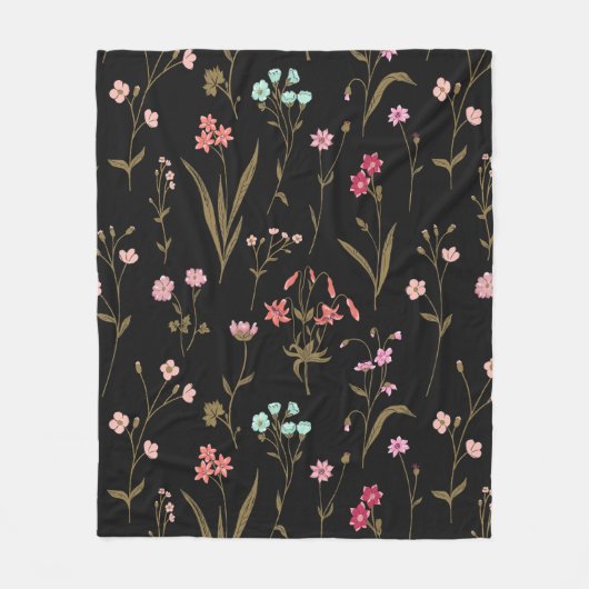 Levendige Floral Medley Fleece Deken (Voorkant)