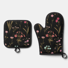 Levendige Floral Medley Oven Mitt en Pot Houder Ovenwant & Pannenlap Set
