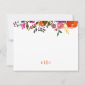 Levendige Floral Monogrammed Stationery Note Kaart Notitiekaartje (Voorkant)