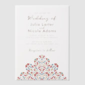 Levendige Floral Parfum Delight Mandala bruiloft Vellum Uitnodigingen (Voorkant)