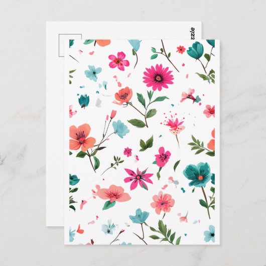 Levendige Floral Pattern Art Briefkaart (Voorkant / Achterkant)