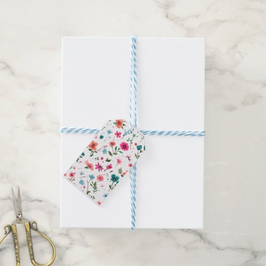 Levendige Floral Pattern Art Cadeaulabel (Met Touw)
