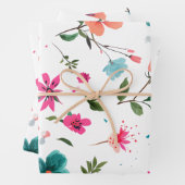 Levendige Floral Pattern Art Inpakpapier Vel (In situ)