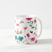 Levendige Floral Pattern Art Koffiemok (Voorkant rechts)