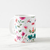 Levendige Floral Pattern Art Koffiemok (Voorkant links)