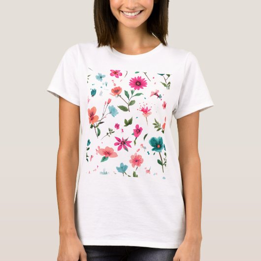 Levendige Floral Pattern Art T-shirt (Voorkant)