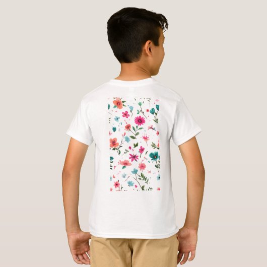Levendige Floral Pattern Art T-shirt (Achterkant volledig)