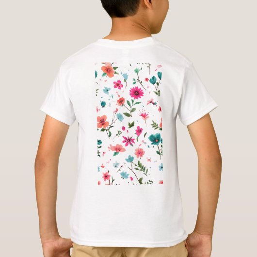 Levendige Floral Pattern Art T-shirt (Achterkant)
