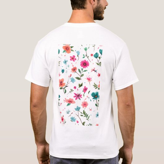 Levendige Floral Pattern Art T-shirt (Achterkant)