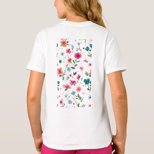 Levendige Floral Pattern Art T-shirt (Achterkant)