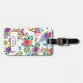 Levendige Floral Pattern White Achtergrond Bagagelabel (Voorkant horizontaal)