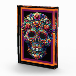 Levendige Floral Sugar Skull artwork Fotoblokken