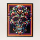 Levendige Floral Sugar Skull artwork Legpuzzel (Verticaal)