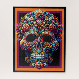 Levendige Floral Sugar Skull artwork Legpuzzel