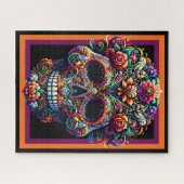 Levendige Floral Sugar Skull artwork Legpuzzel (Horizontaal)